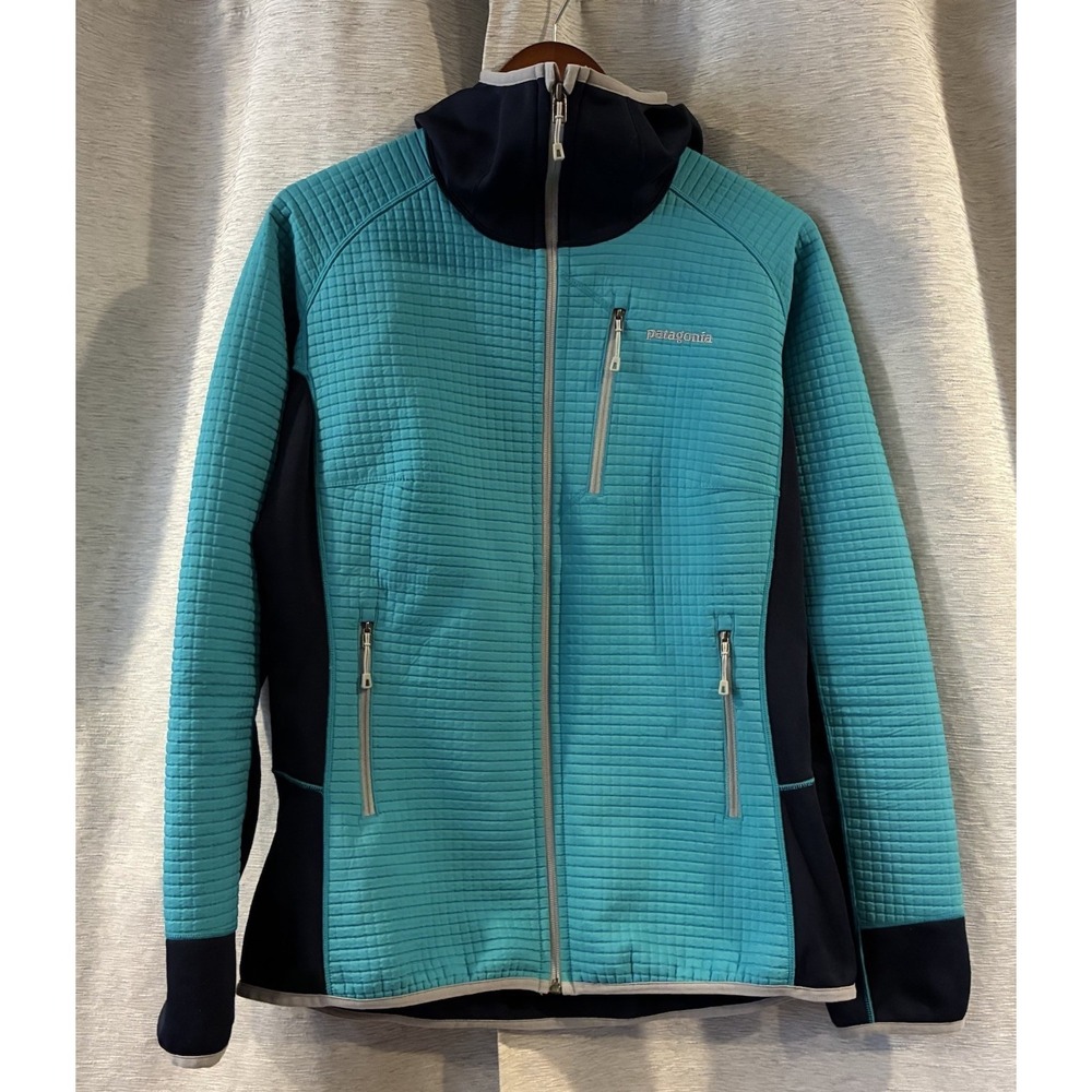 Patagonia Dual Aspect Hoody Jacket Womens Large Blue Stretch Shell‎ Coat Hiking